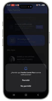 Permiso de notificaciones de la app